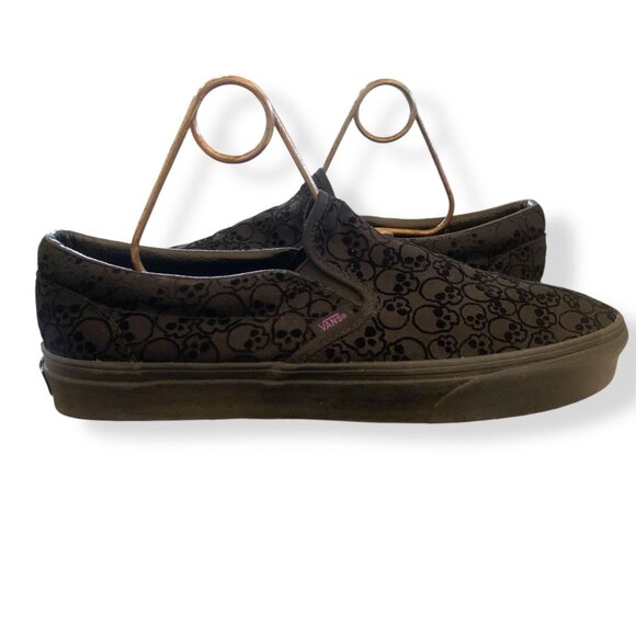 Vans Mens Classic Flocked Skulls Black on Black Velvet Burnout Purple Lining 12 - Picture 5 of 12